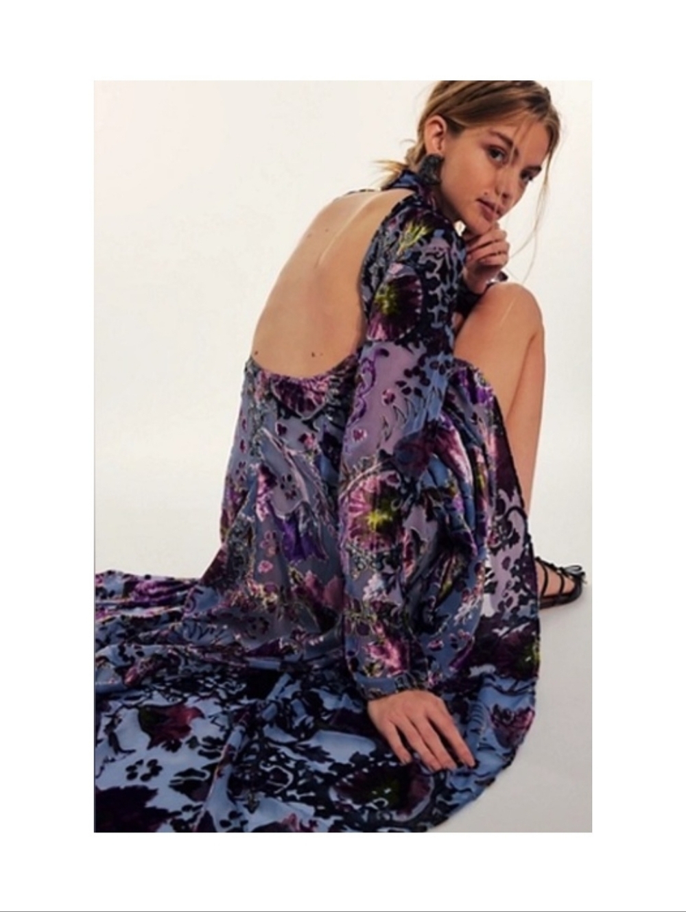 Free People Bali Painterly Paisley Velvet Maxi Dress - Picture 2 of 14